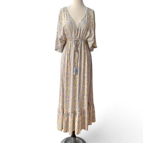 Cost Plus World Market Dresses & Skirts - Cost Plus World Market Mira Ikat Kaftan Dress Blue White S / M